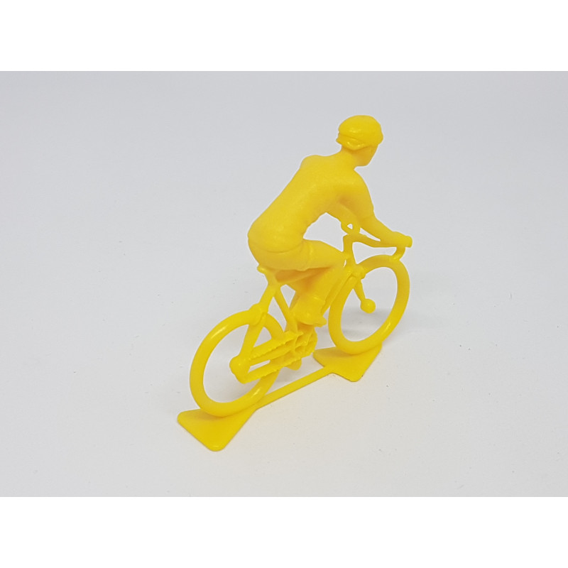 Figurine Cycliste Plastique Jaune - Miniature Leader