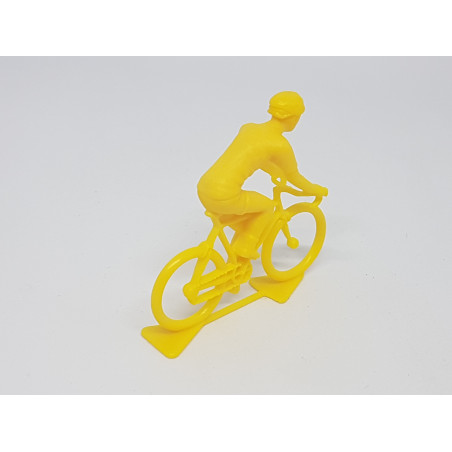 Figurine Cycliste Plastique Jaune - Miniature Leader