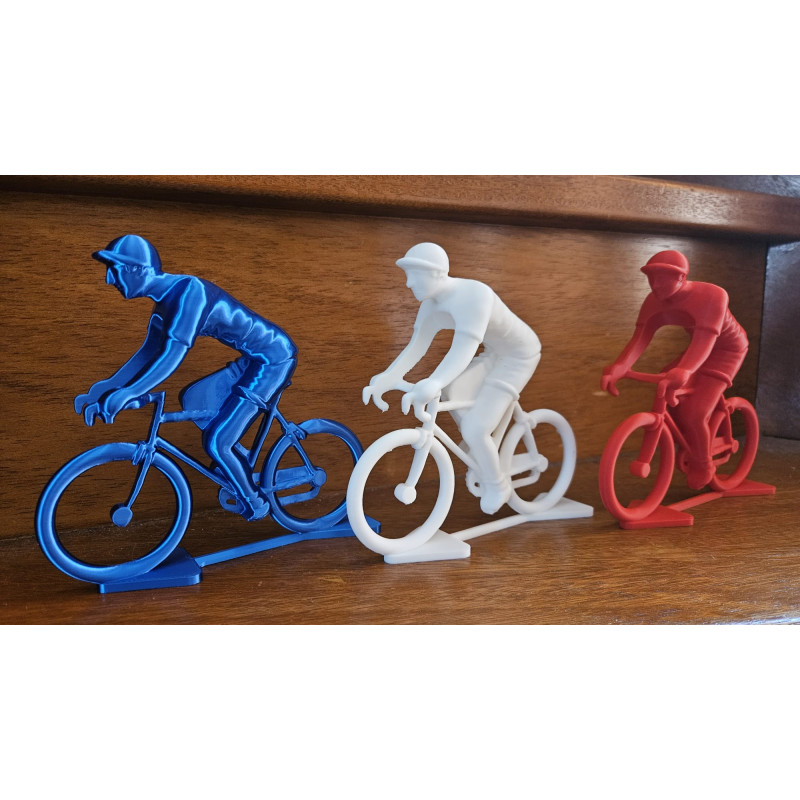 Pack Grand cycliste bleu blanc Rouge monochrome – Sculpture décorative
