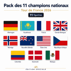 Pack des 11 champions nationaux du Tour de France 2026 - figurine petit cycliste