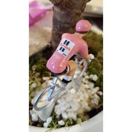 Tom Dumoulin "Vainqueur Giro 2017, maillot rose" - petit cycliste miniature en metal